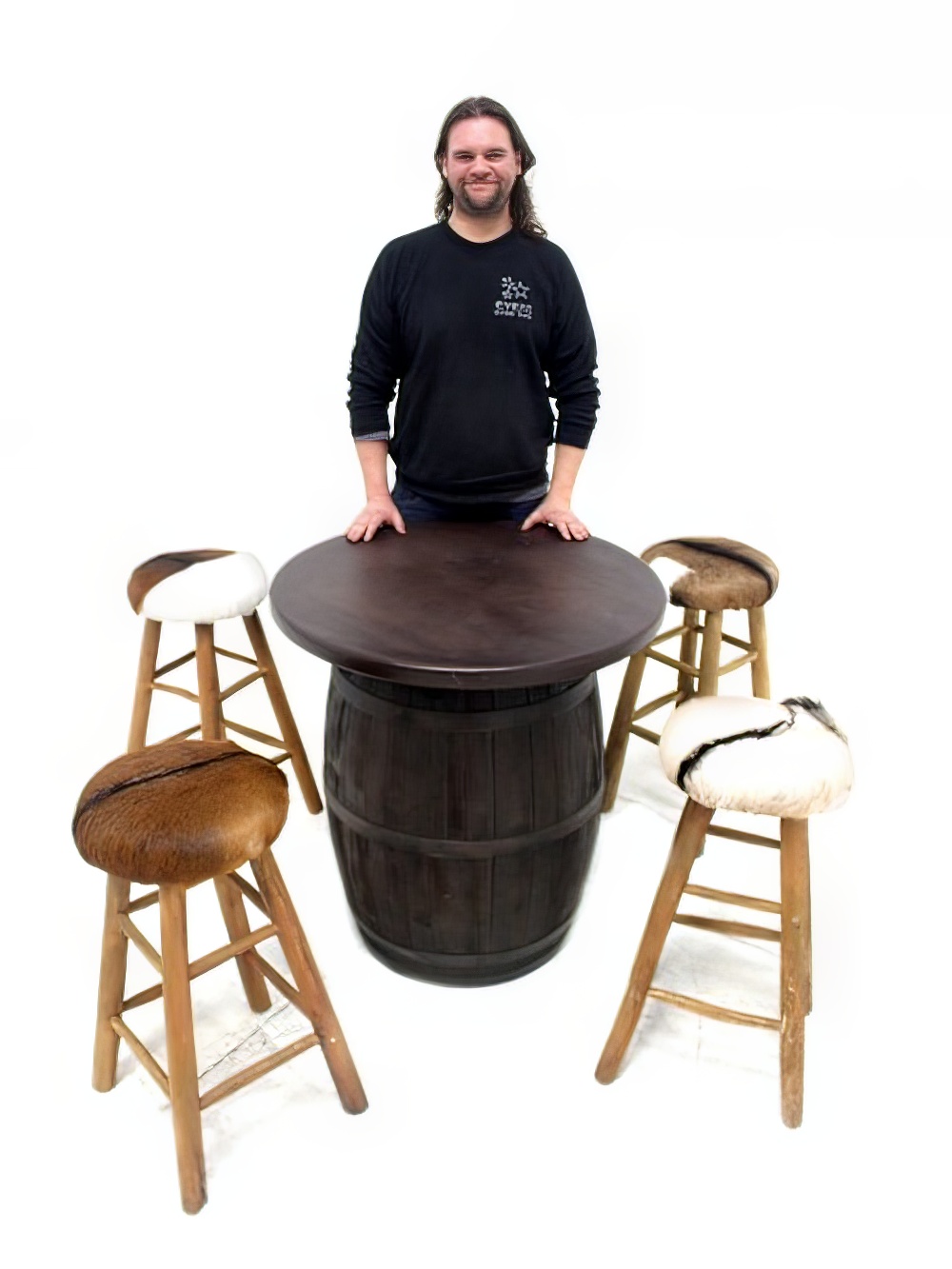 FUR298_FUR226_Replica_Oak_Barrel_Poseur_Table_Rustic_Goat_Skin_Stoolevent_prop_hire_LG_728_copy.jpg