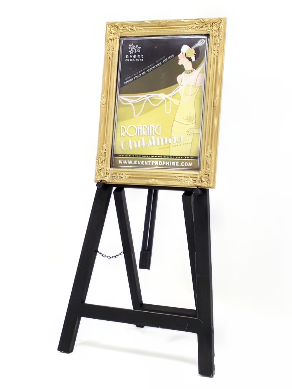 SCN143_gold_frame_on_black_easel_2_event_prop_hire_optimised.jpg