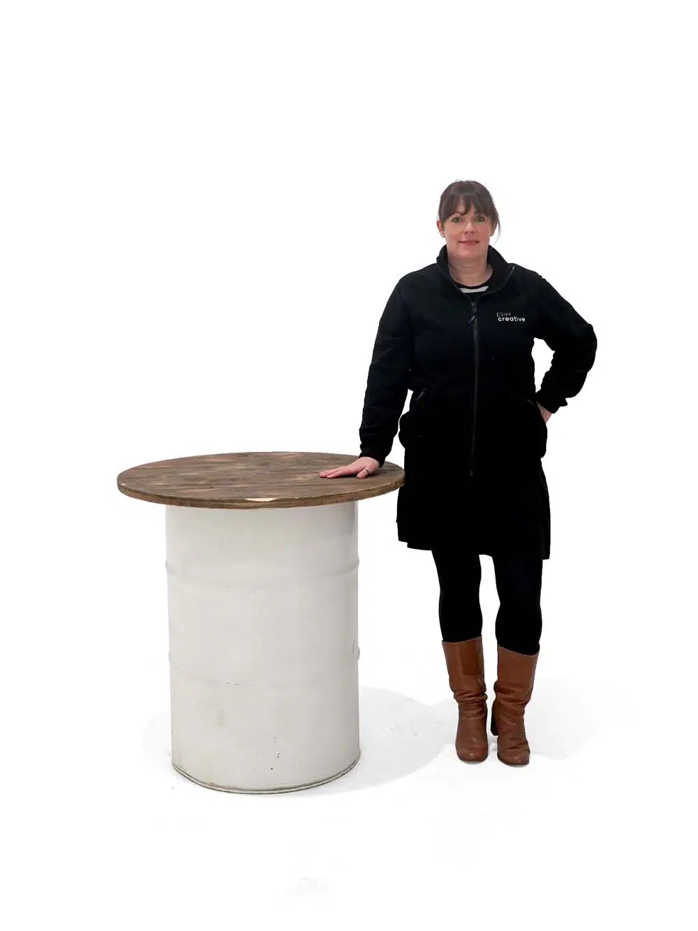 SN1984 _Steel Drum Poseur Table - Wooden Top - White_event_prop_hire_EPH_Creative_617 _optimised