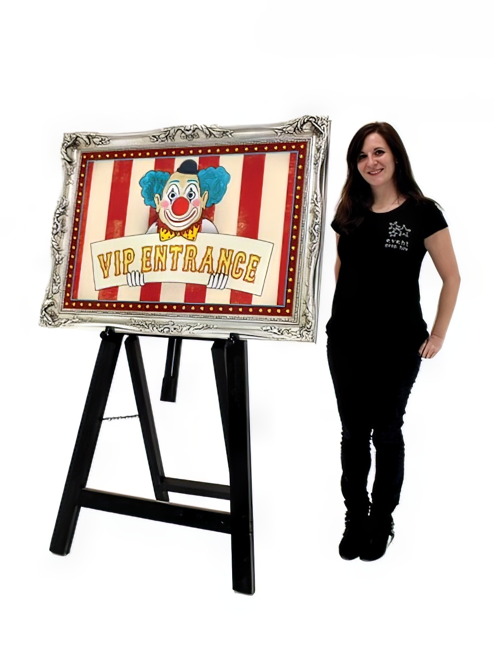 SN3903_Happy_Clown_VIP_Entrance_Signevent_prop_hire_VIP_Entrance_silver_happy_clown