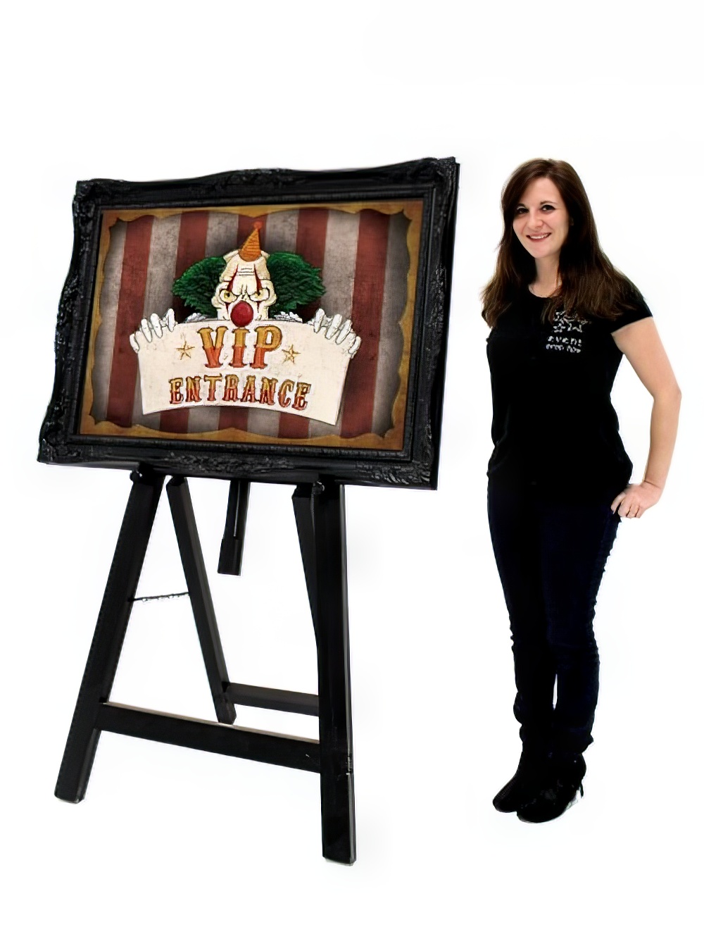 SN3906_Scary_Clown_VIP_Entrance_Signevent_prop_hire_VIP_Entrance_black_scary_clown
