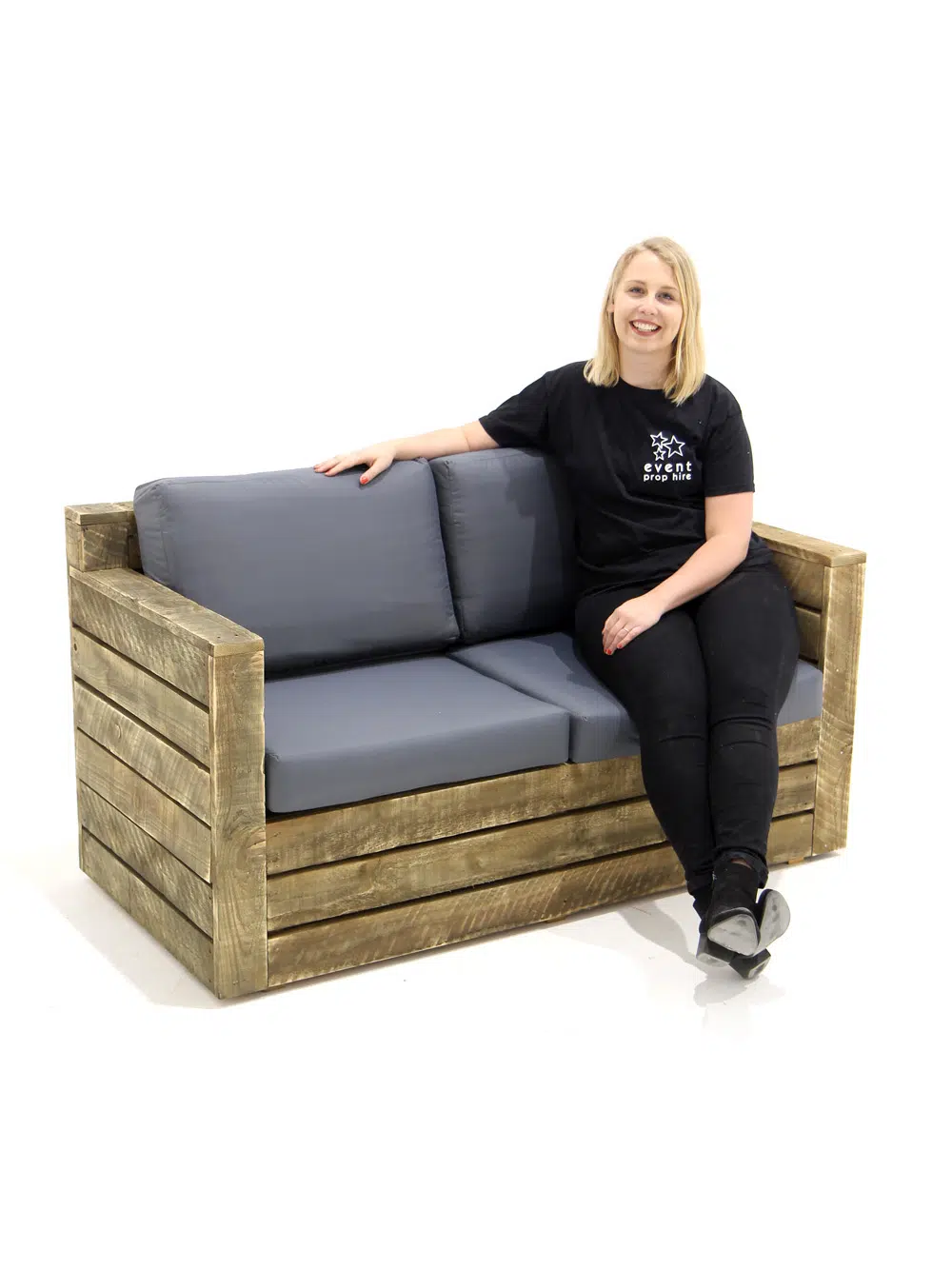 SN4828 Pallet Wood Sofa - Grey Covers _event_prop_hire_002