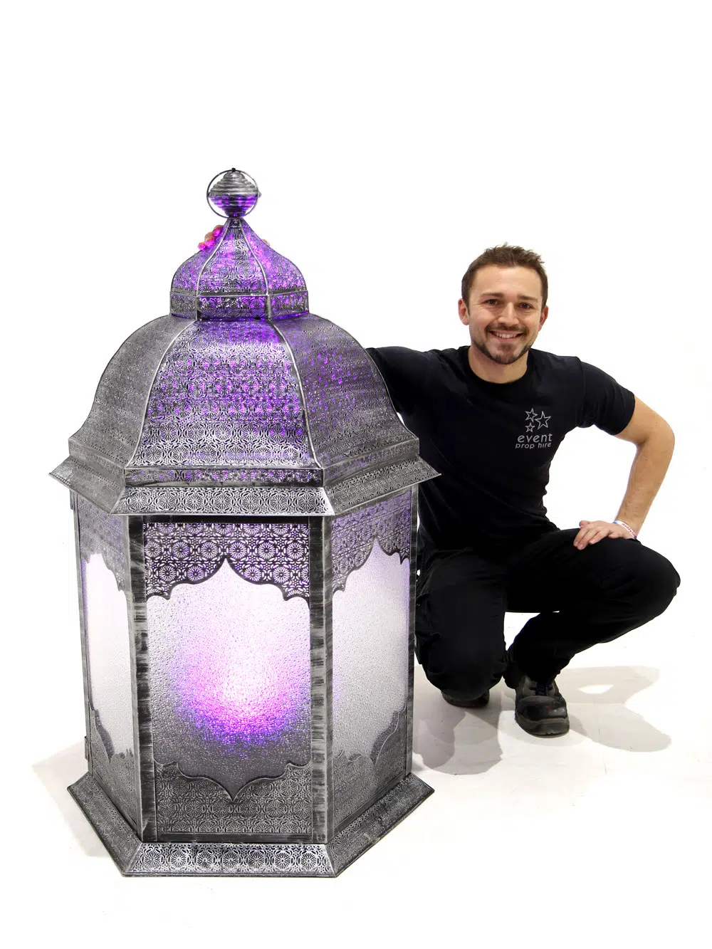 SN5353 Wireless Lit Giant Lantern - Antique Silver _event_prop_hire_005