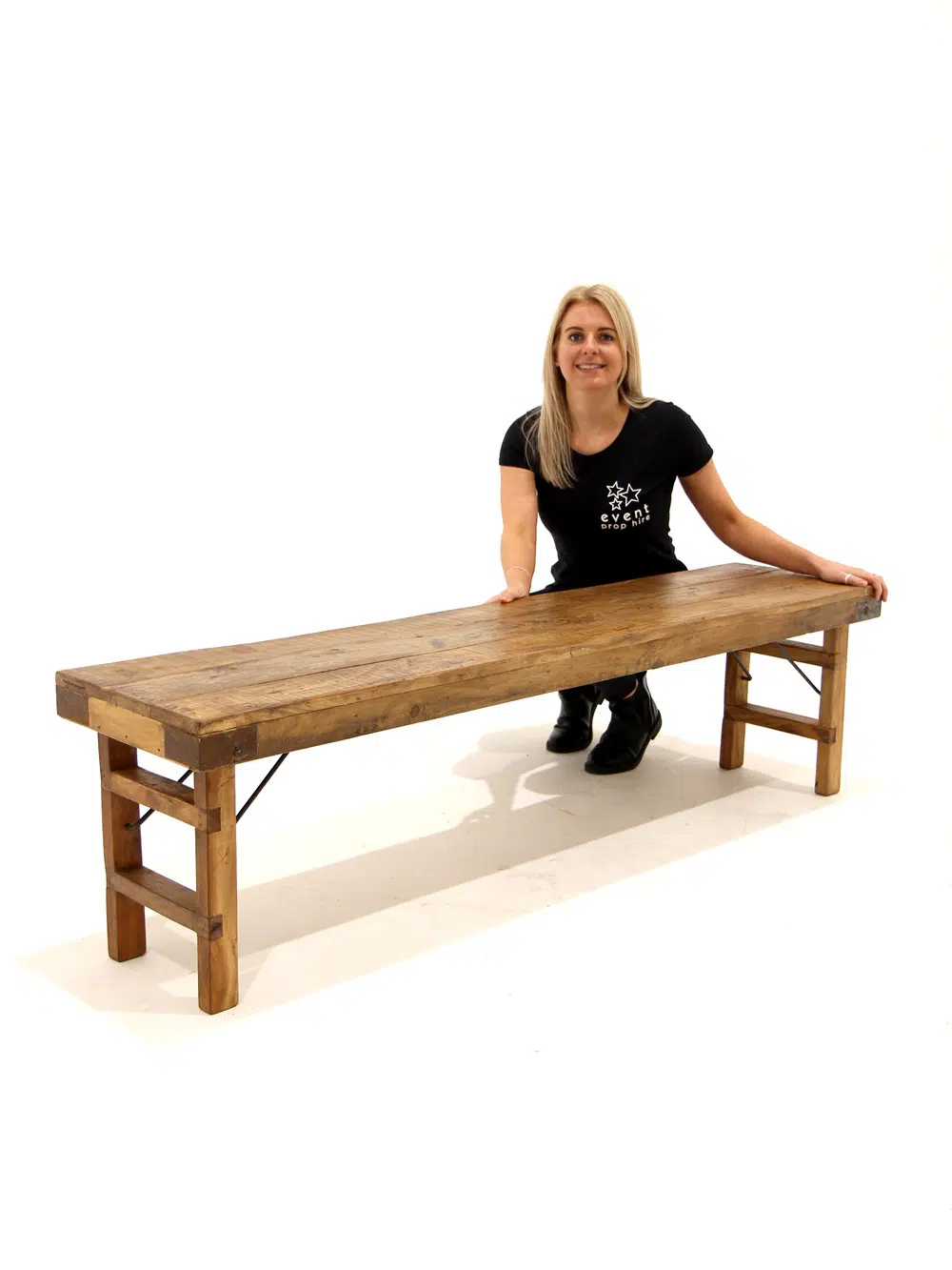 SN5679 Chunky Rustic Folding Bench _event_prop_hire_032