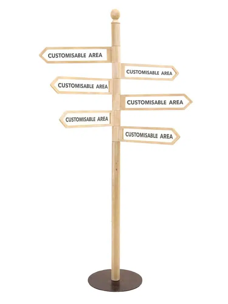 SN5625 Whitewashed Multi Directional Sign Post x6 _event_prop_hire_188_High Res