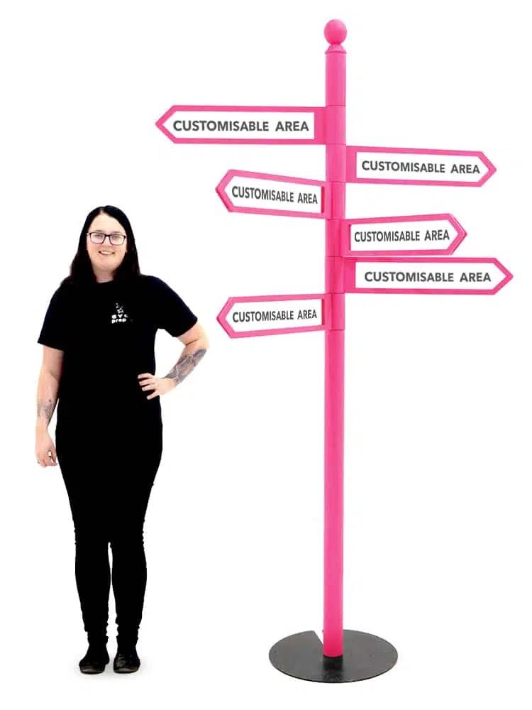 SN5694 Pink Multi Directional Sign Post x6 _event_prop_hire