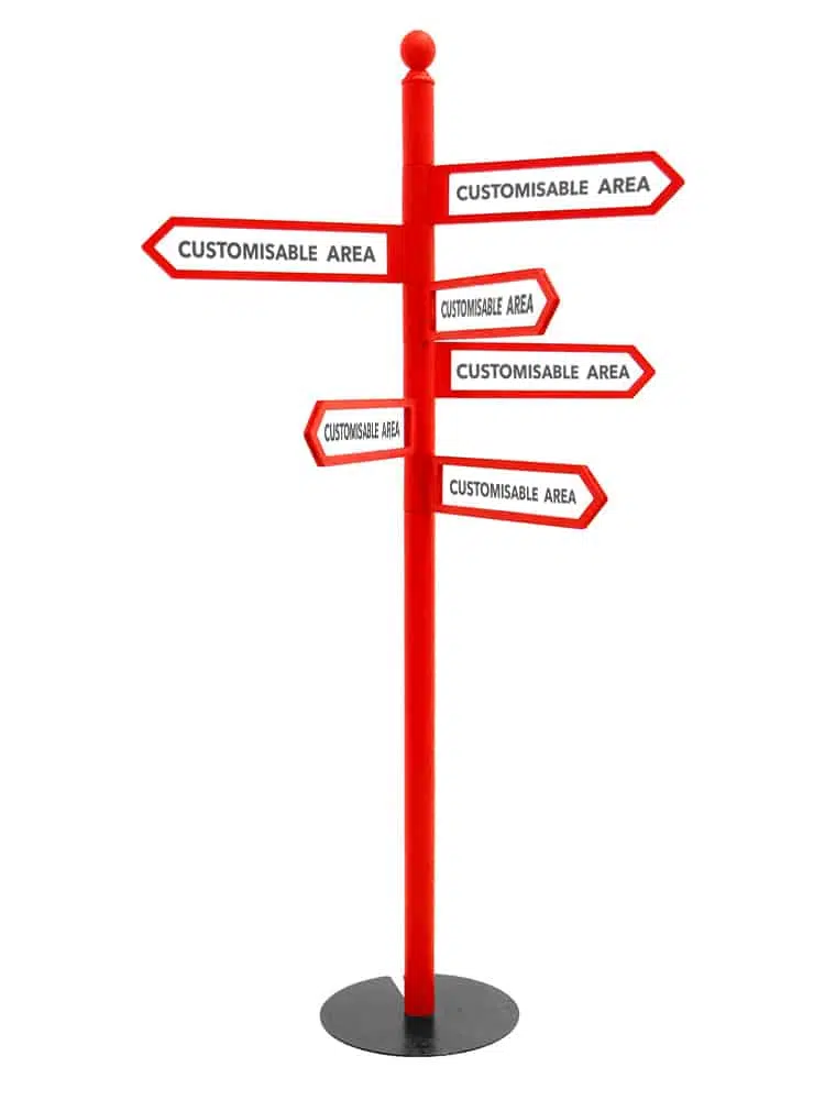 SN5695 Red Multi Directional Sign Post x6 _event_prop_hire_164_High Res