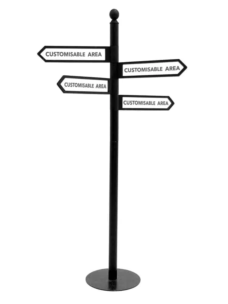 SN5877 Black Multi Directional Sign Post x4 _event_prop_hire_209_High Res