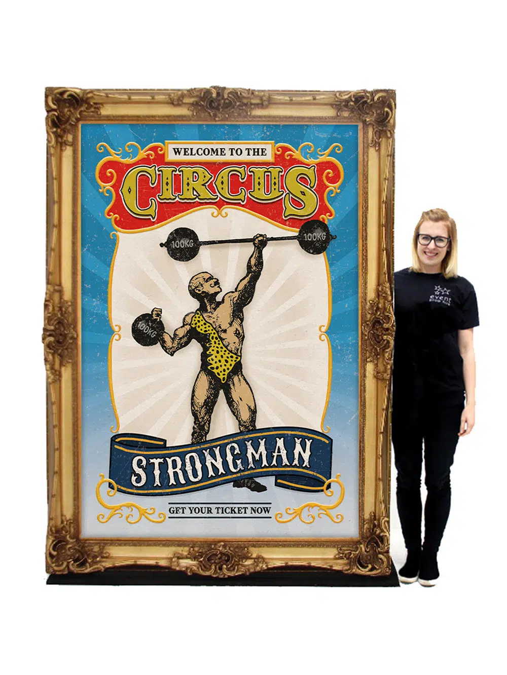 SN6636_Giant Framed Sign with Strongman Circus Print_184