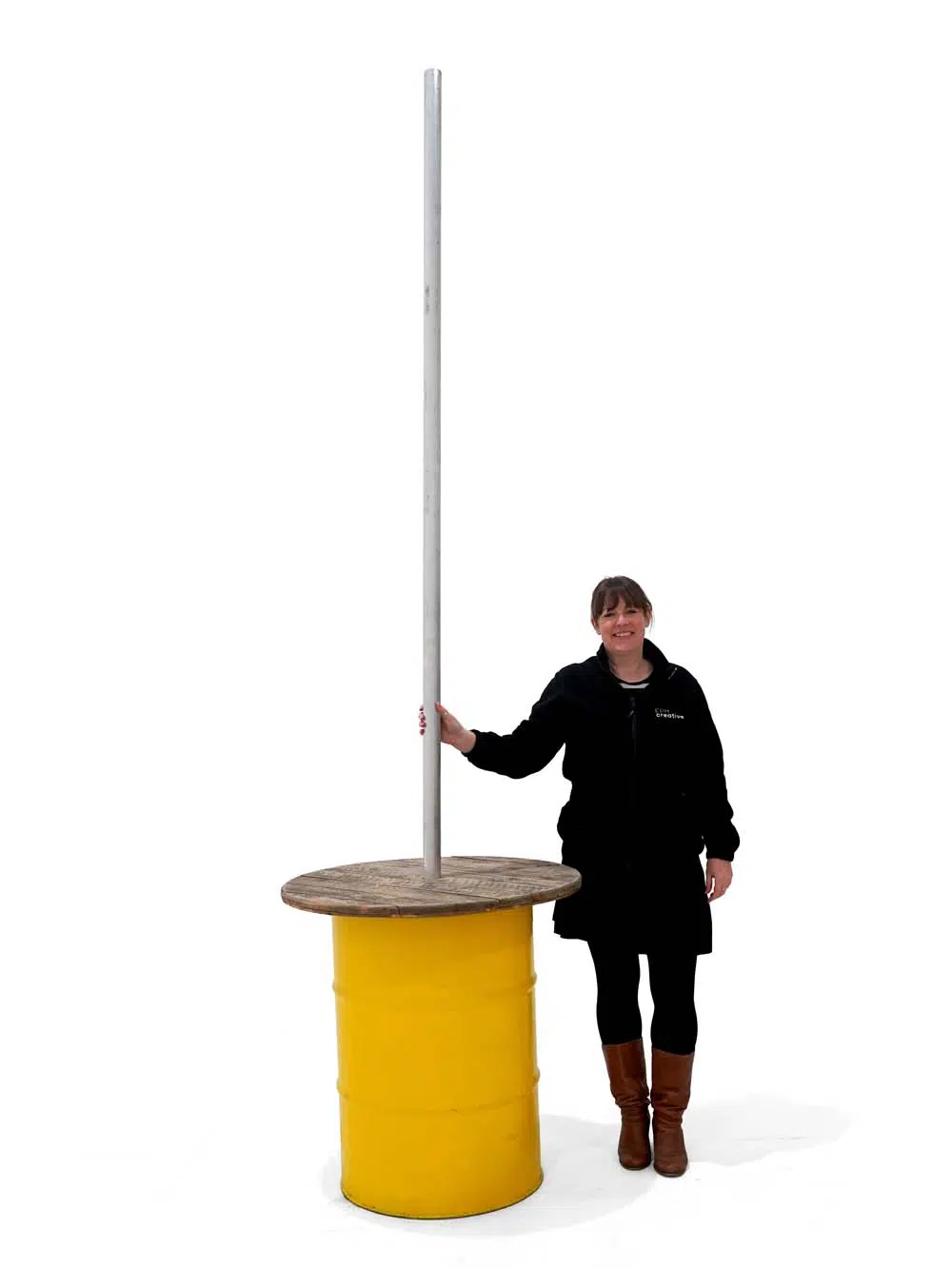SN5957 _Steel Drum Poseur Table Bunting Unit - Yellow - 3m Pole_event_prop_hire_EPH_Creative_670 _optimised