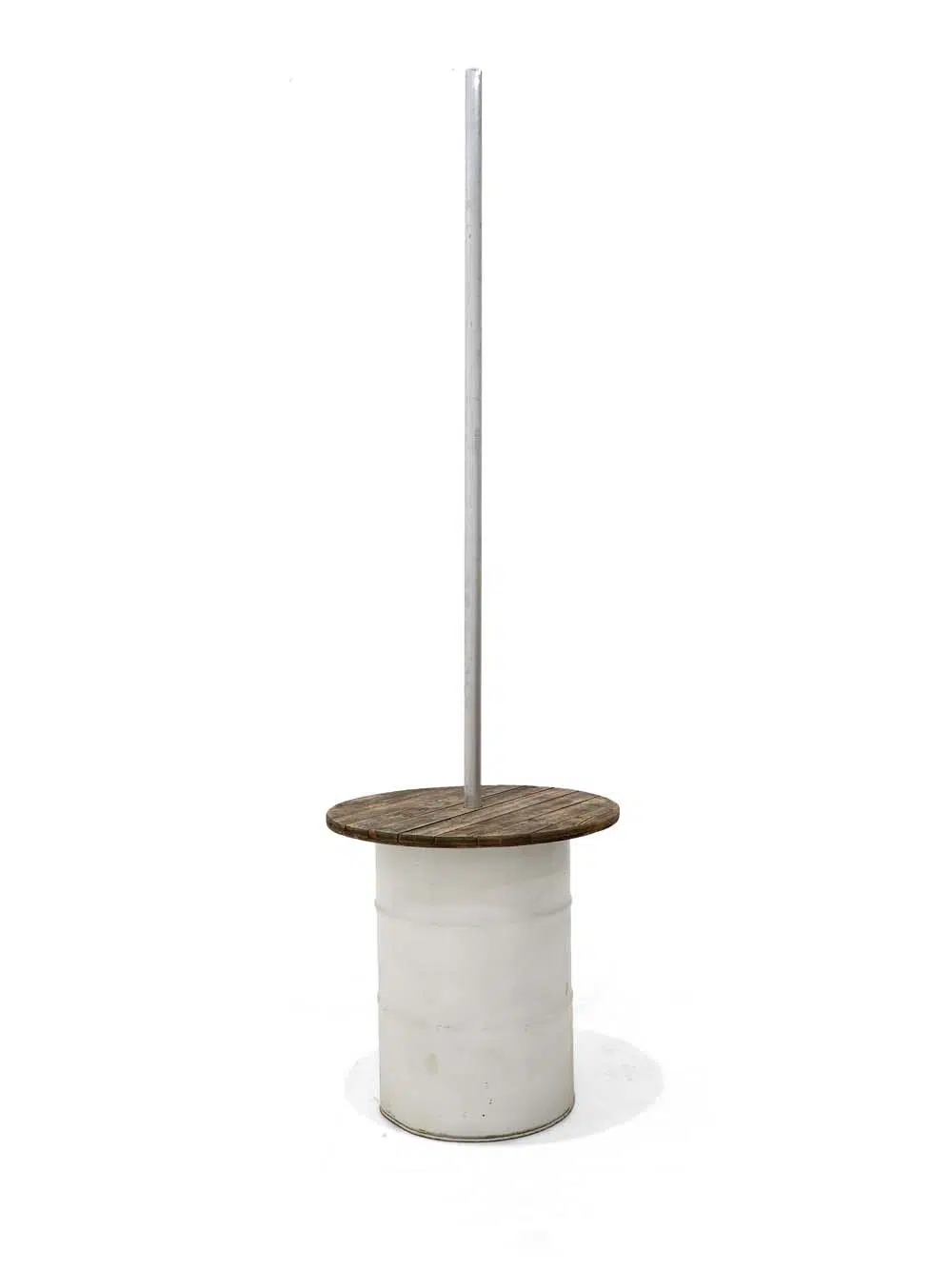 SN5960 _Steel Drum Poseur Table Bunting Unit - White - 3m Pole_event_prop_hire_EPH_Creative_695 _optimised