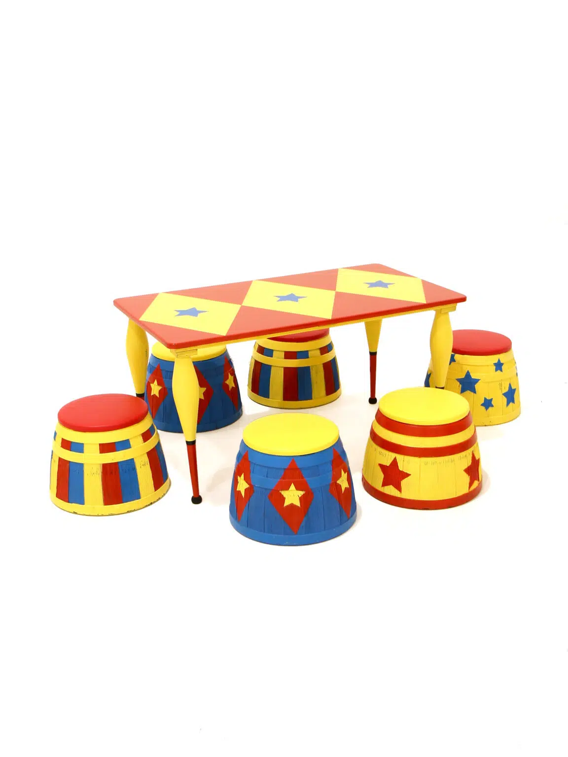 SN8382_SN7992_Children_s Circus Stool and Circus-Themed Children_s Red and Yellow Diamond Star Table_eph_creative_event_prop_hire_0293 copy