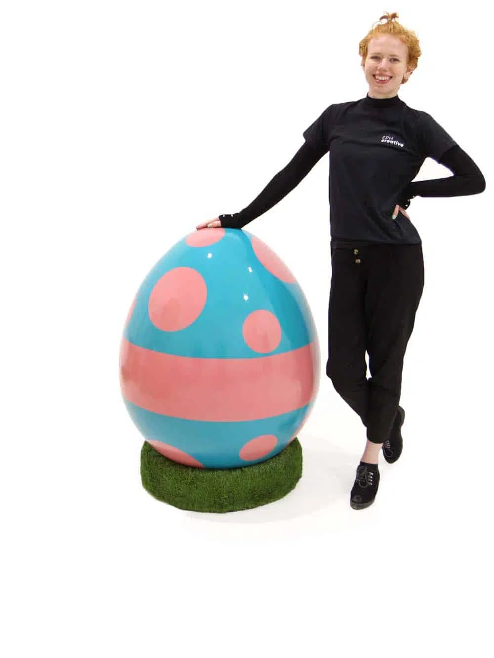 SN9389 SN9386_Giant Egg - Green with Pink Spots and Stripe and Grass Circular Base for Giant Egg_event_prop_hire_EPH_Creative_021_optimised