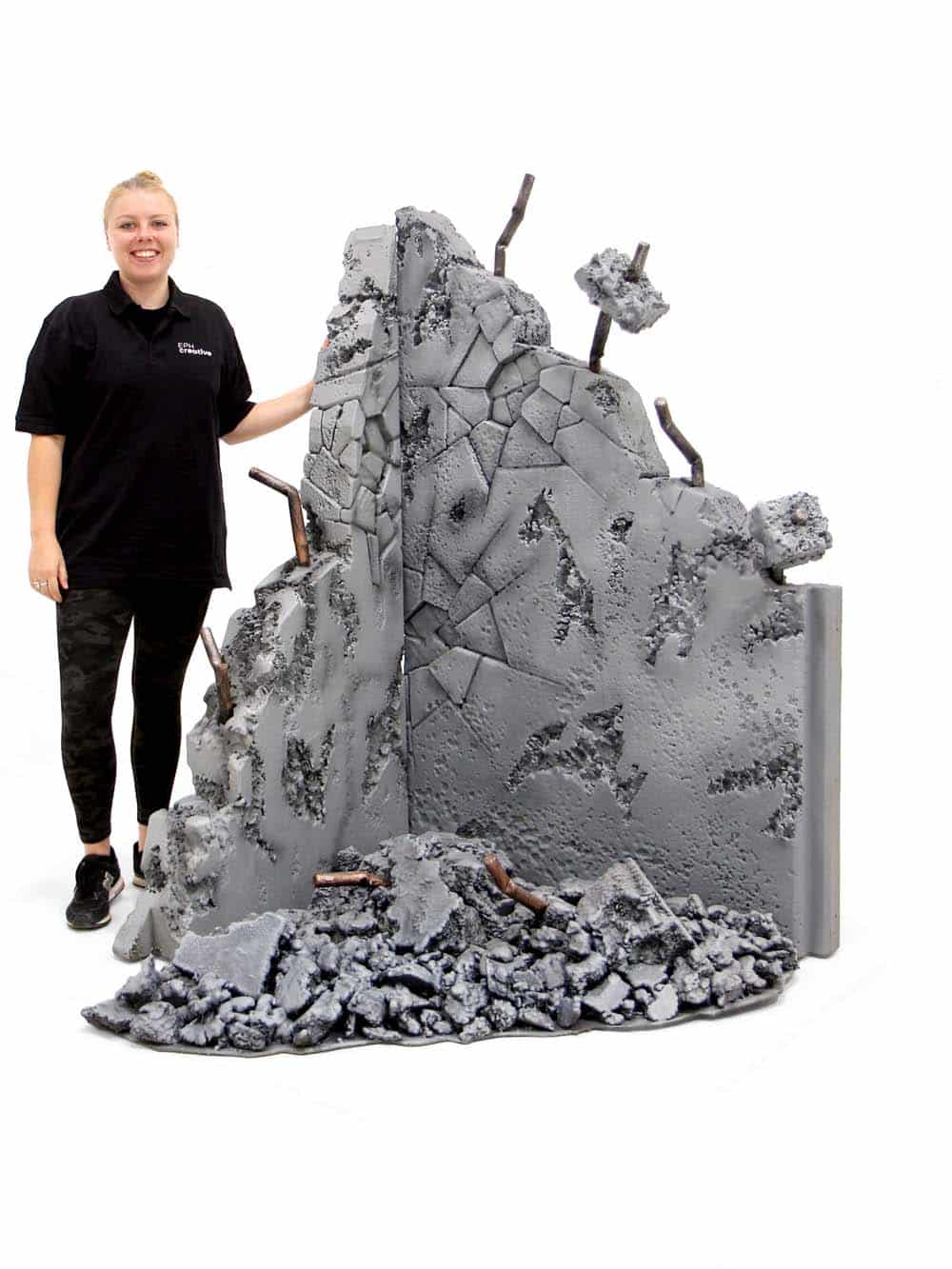 SN10356 _Modular Distressed Concrete Wall - Small Corner (With Rubble)_event_prop_hire_EPH_Creative_0