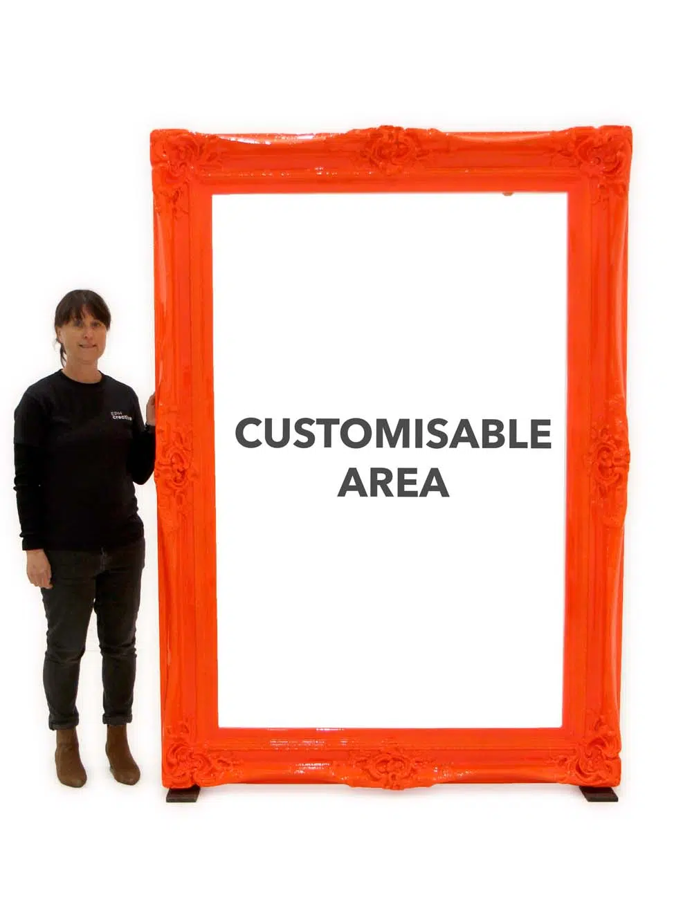 SN10420_Customised Giant Neon Orange Frame_event_prop_hire_EPH_Creative_5_optimised