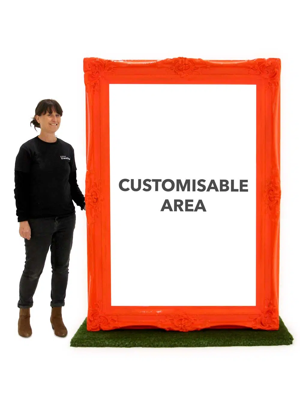 SN10420_Customised Giant Neon Orange Frame_event_prop_hire_EPH_Creative_7_optimised