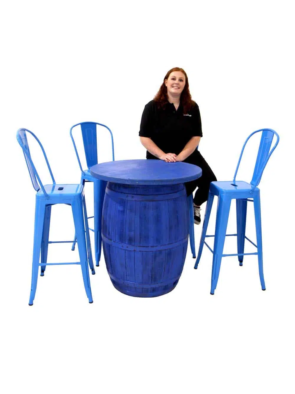 SN10548_Coloured Rustic Barrel Poseur Table + Metal Stools (Blue)_event_prop_hire_EPH_Creative_5_optimised