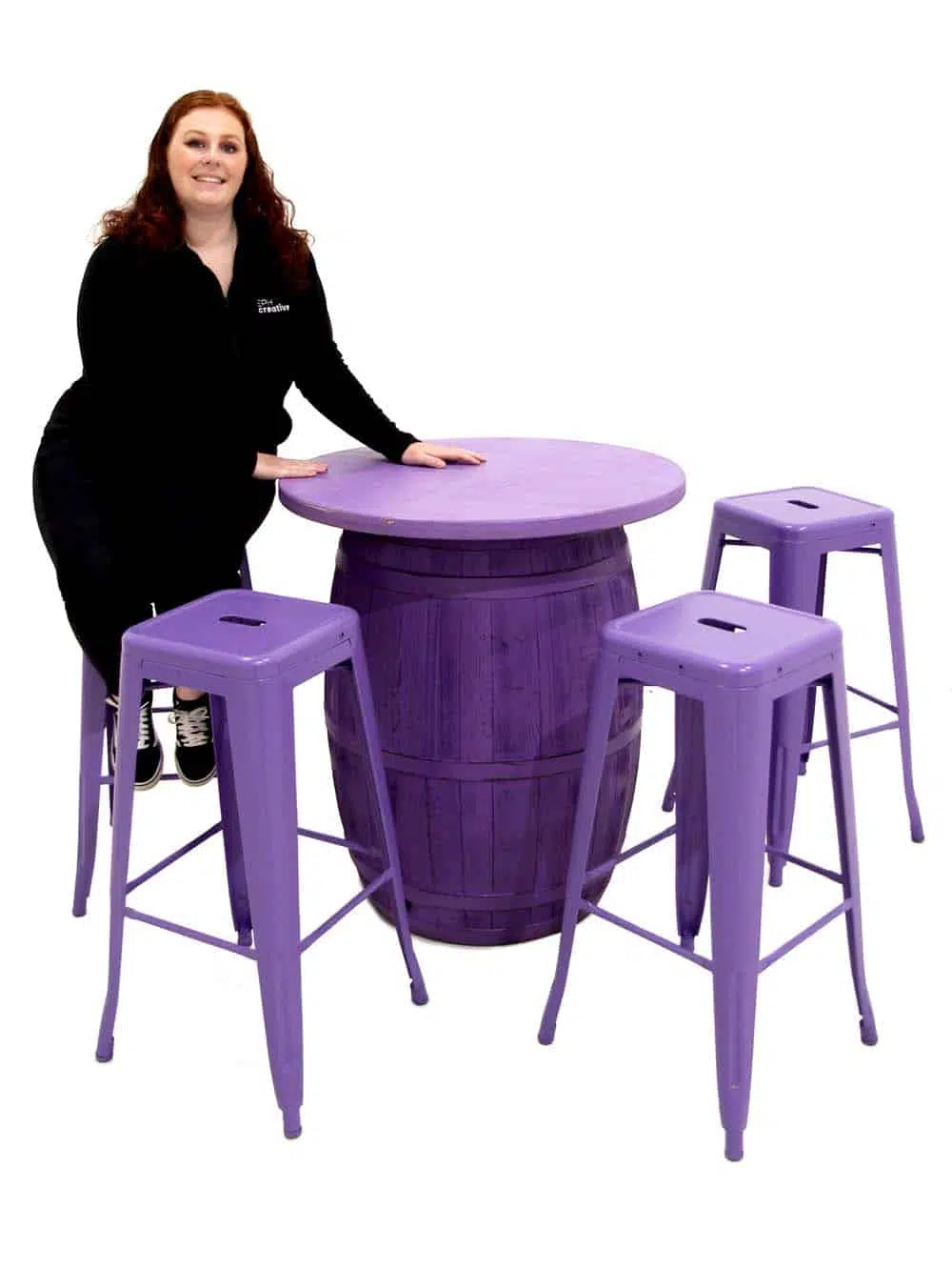 SN10550_Coloured Rustic Barrel Poseur Table + Metal Stools (Purple)_event_prop_hire_EPH_Creative_6_optimised
