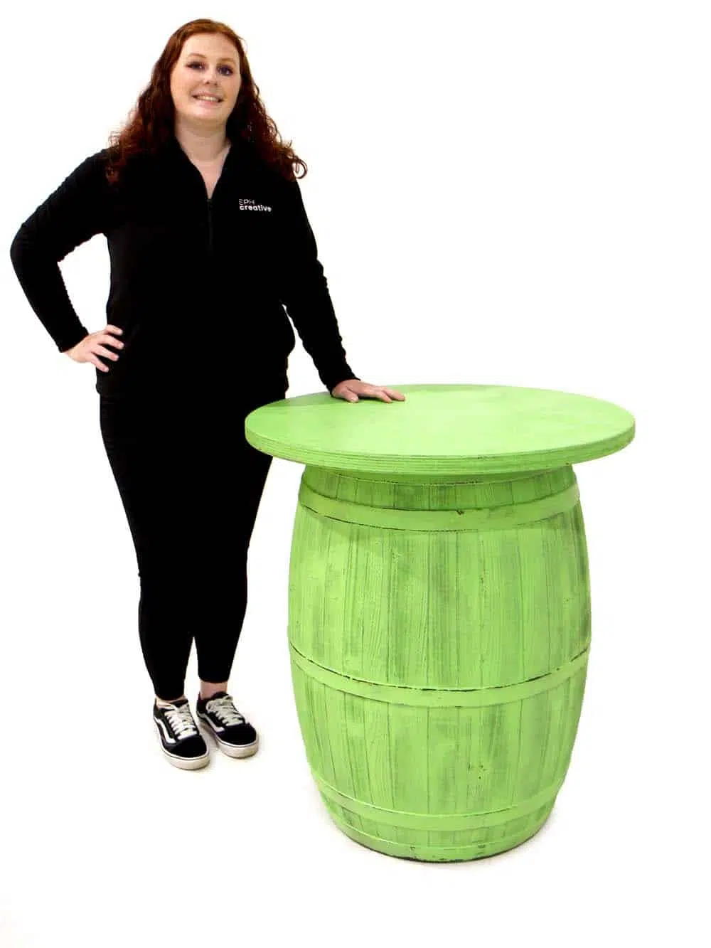 SN9696 _Coloured Rustic Barrel Poseur Table (Lime Green)_event_prop_hire_EPH_Creative_7_optimised