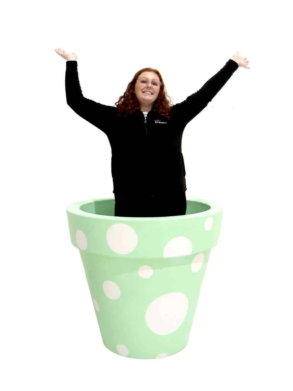 SN10774 _Giant Flower Pot - Green and White Spots (With Internal Plinth)_event_prop_hire_EPH_Creative_9_optimised