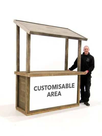 Customised Food Stall with Roof - Custom print on front panel