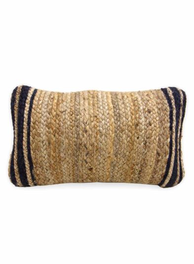 Jute Cushion - Navy Edge