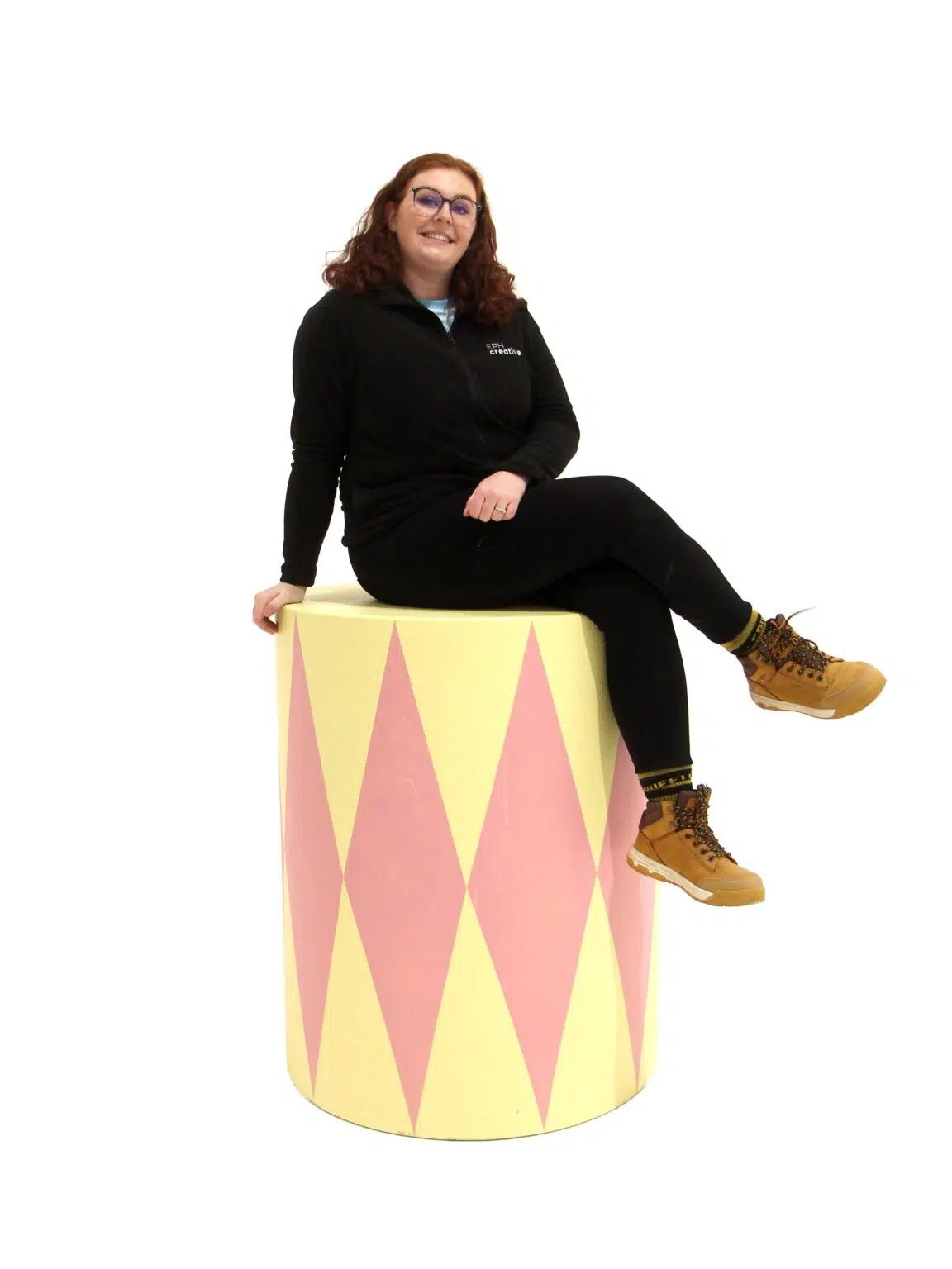SN11302_Circular Tall Circus Plinth (Pink & Yellow) _event_prop_hire_EPH_Creative_7_optimised