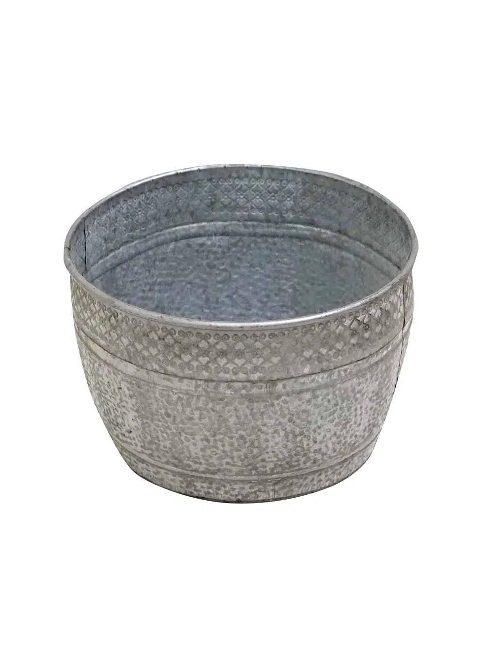SN11549 _Round Ornamental Galvanised Planters - Set of 3_event_prop_hire_EPH_Creative_335