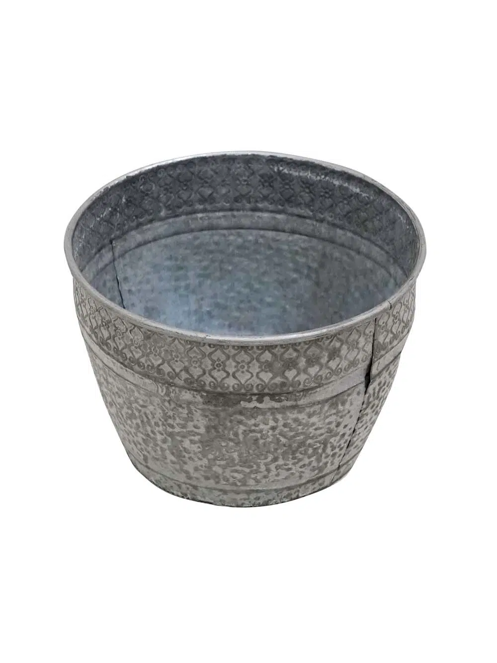SN11549 _Round Ornamental Galvanised Planters - Set of 3_event_prop_hire_EPH_Creative_336
