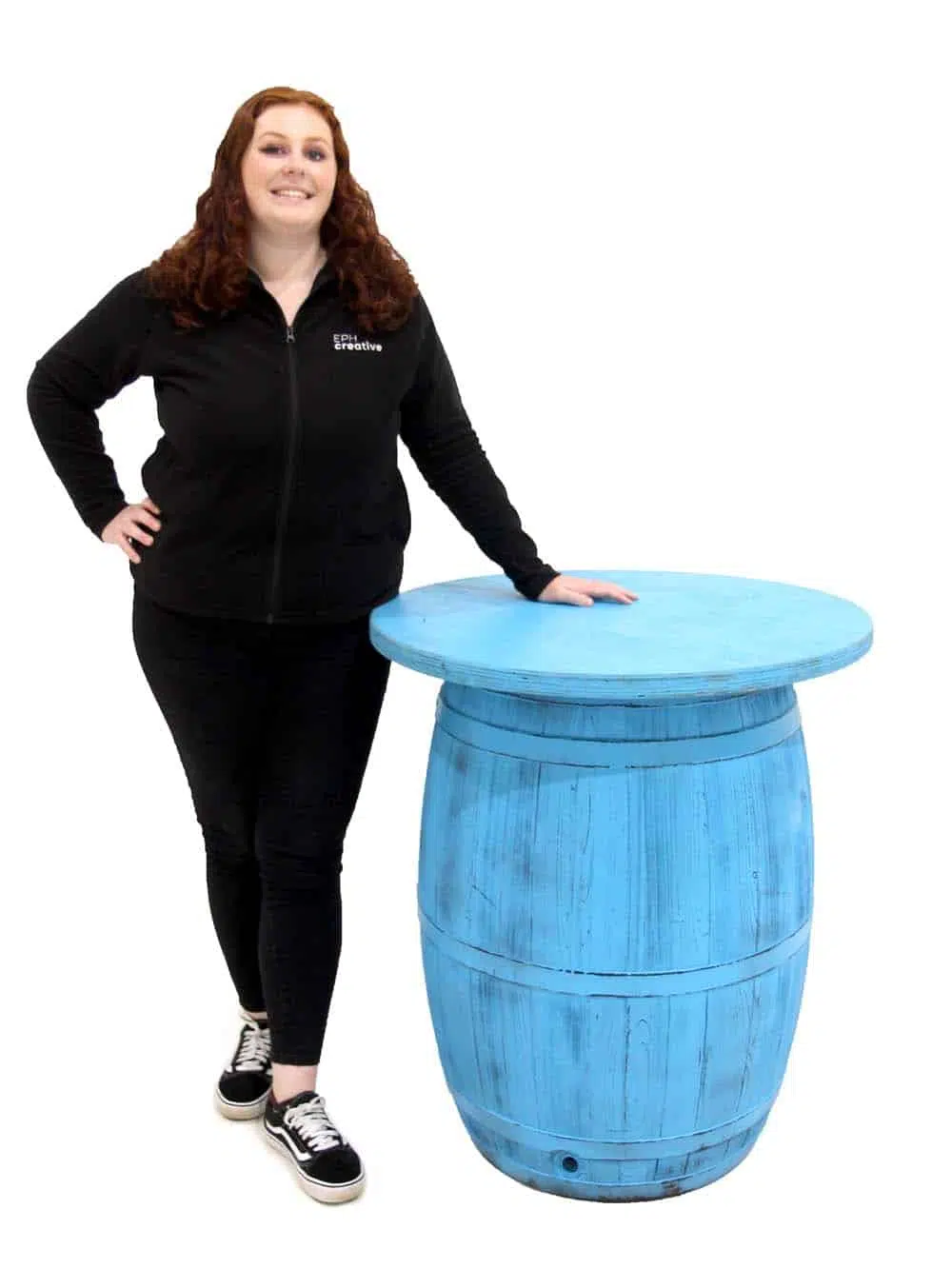 SN9691 _Coloured Rustic Barrel Poseur Table (Turquoise Blue)_event_prop_hire_EPH_Creative_2_optimised
