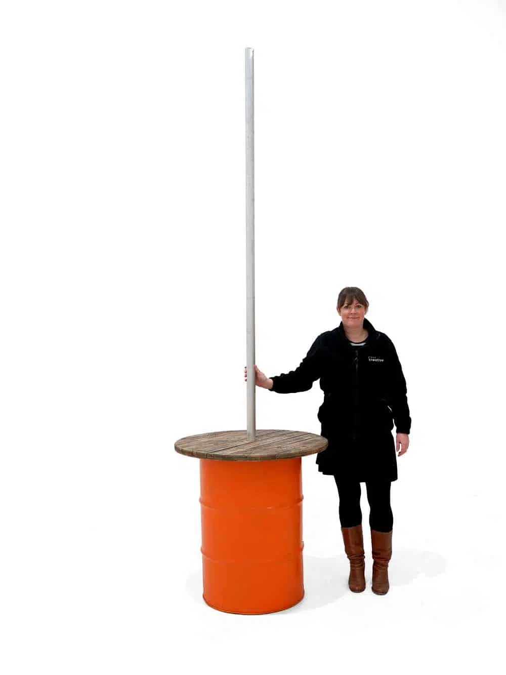 SN9717 _Steel Drum Poseur Table Bunting Unit - Orange - 3m Pole_event_prop_hire_EPH_Creative_680 _optimised
