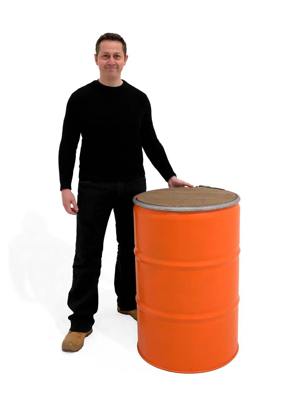SN14237 _Orange Steel Drum with Wooden Top_event_prop_hire_EPH_Creative_274 copy _high_res _optimised