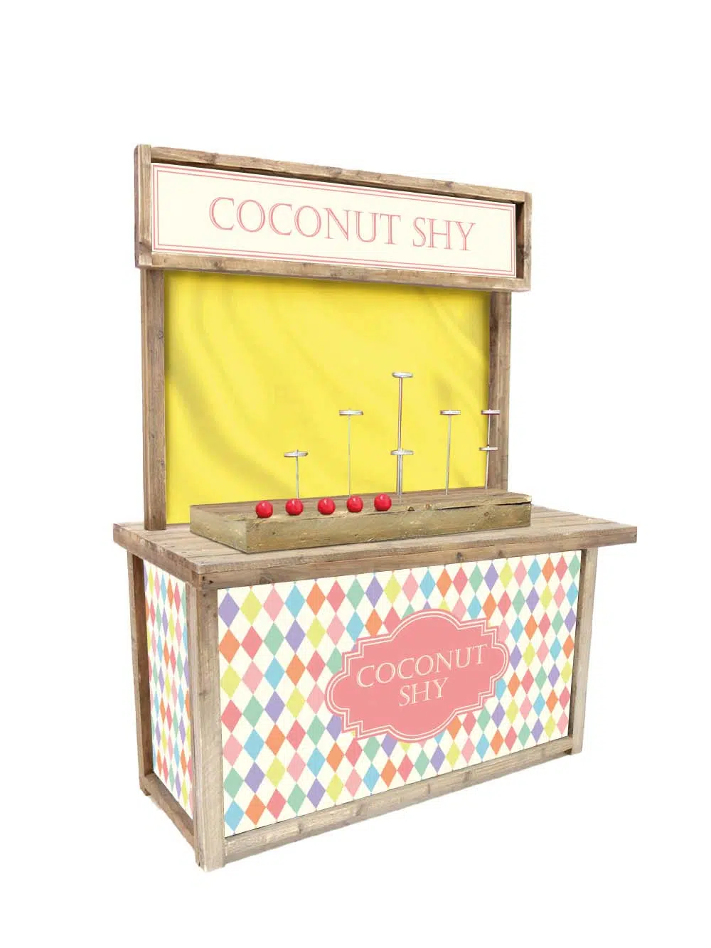 SN15658 Coconut Shy Fairground Game (Without Coconuts) (Spring Edition) Yellow Curtain _optimised