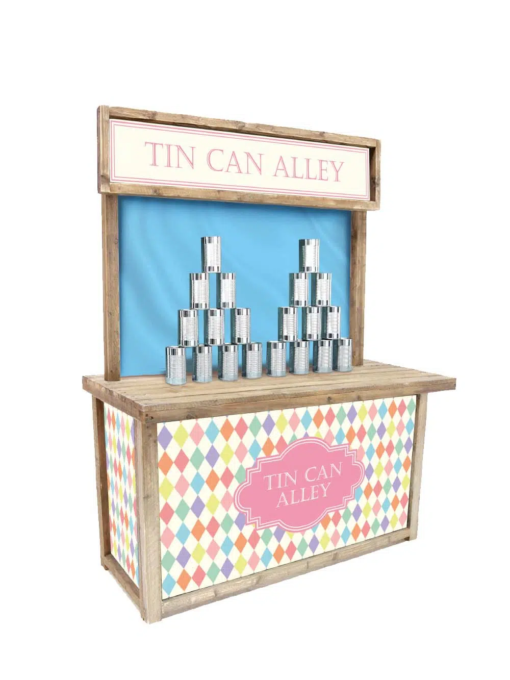 SN15661 Tin Can Alley Fairground Game (Spring Edition) - Blue Curtain _optimised